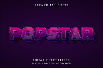 Pop star,3 dimension editable text effect pink gradation purple cute shadow style effect