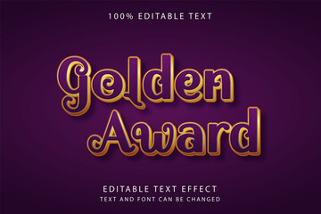 Golden award,3 dimension editable text effect purple gradation yellow gold shadow style effect