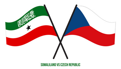 Somaliland and Czech Republic Flags Crossed And Waving Flat Style. Official Proportion.