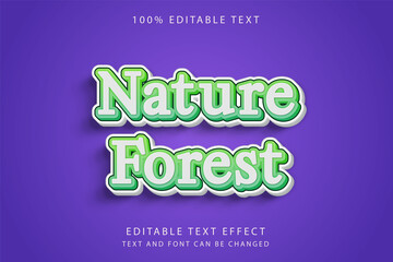 Nature forest,3 dimension Editable text effect green gradation cute game style effect