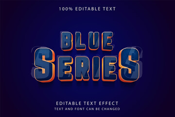 blue series,3 dimension Editable text effect blue gradation yellow gold style effect