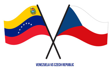 Venezuela and Czech Republic Flags Crossed And Waving Flat Style. Official Proportion. Correct Color