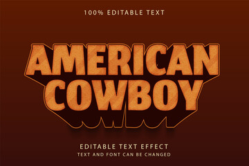 American cowboy,3 dimension Editable text effect yellow gradation comic modern style