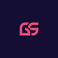 Simple and minimalist geometric overlapping letter GS monogram initial logo