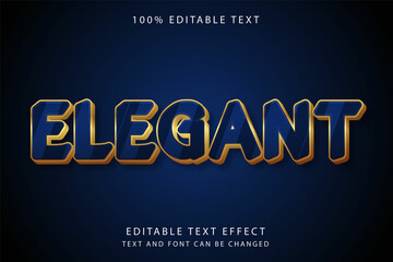 elegant,3 dimension editable text effect modern blue gradation yellow gold text style