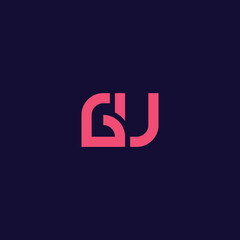 Simple and minimalist geometric overlapping letter GU monogram initial logo