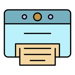 Desktop printer icon. Outline desktop printer vector icon color flat isolated on white