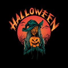 witch halloween illustration