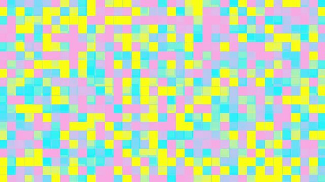 Poppy square shapes moving at random. Colorful motion 4K background allocated square shapes.