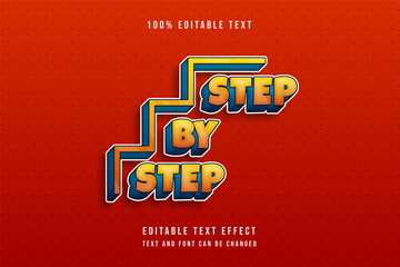 step by step,3 dimension Editable text effect yellow gradation orange comic style effect