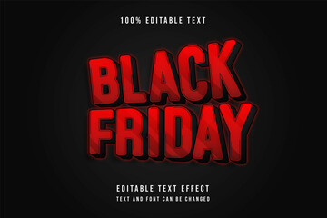 black friday,3 dimension editable text effect red gradation black neon style effect