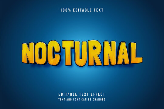 nocturnal,3 dimension Editable text effect blue gradation comic style effect