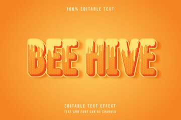 bee hive,3 dimension editable text effect modern yellow gradation orange pattern text style