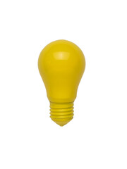 A bright yellow light bulb isolated on a white background. Minimalism. Flat lay.