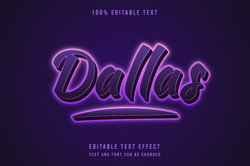 Dallas,3 dimension editable text effect purple gradation neon text effect