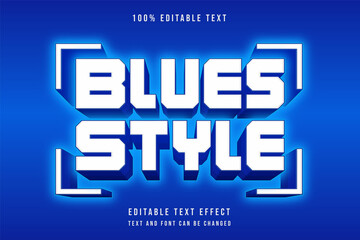 blues style,3 dimension editable text effect blue gradation neon text effect