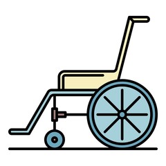 Wheelchair icon. Outline wheelchair vector icon color flat isolated on white