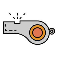 Obraz premium Referee whistle icon. Outline referee whistle vector icon color flat isolated on white
