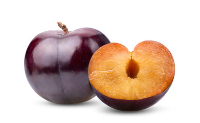Ripe plum isolated on white