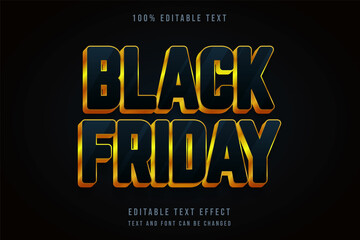 Black friday,3 dimension editable text effect blue gradation yellow gold style effect