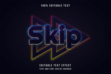 skip,3 dimension editable text effect pink gradation yellow neon style effect