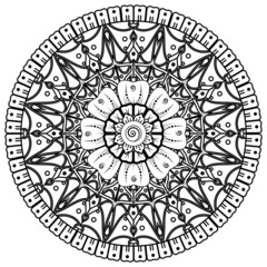 Circular pattern in the form of mandala with flower for henna, mehndi, tattoo, decoration. 