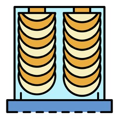 Velvet curtain icon. Outline velvet curtain vector icon color flat isolated on white