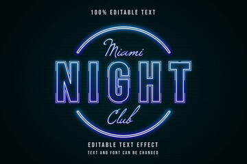 miami night club,3 dimensions editable text effect blue gradation neon text style