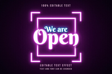 we are open,3 dimensions editable text effect pink gradation orange neon text style