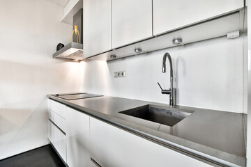Close up of elegant sink in luxury kitchen