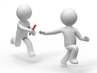3d people running in a relay race.