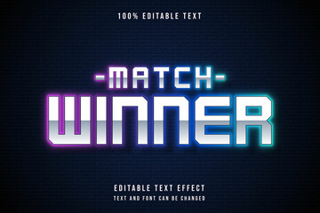 match winner,3 dimensions editable text effect pink gradation purple blue neon text style