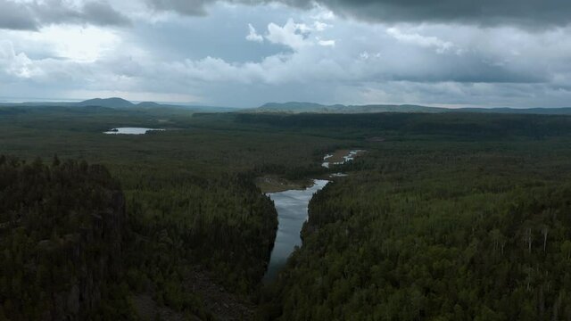 Aerial shot of Ouimet Canyon Rising Up in 4K