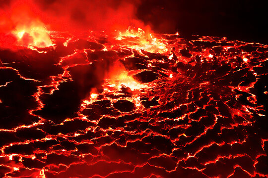 Mount Nyiragongo is an active stratovolcano located in Virunga mountains in Congo. It is 3470 m high in elevation and it contains the world's largest lava lake.