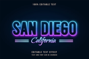 san diego california,editable text effect blue gradation purple neon text style