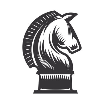 recommend clip art: Knight Chess vector line art illustration.