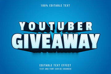 You tuber giveaway,3 dimensions editable text effect blue gradation comic shadow text style