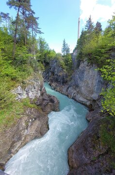 View ober lechfall in f&uuml;ssen in germany in spring on holiay.