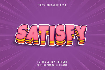 Satisfy,3 dimensions editable text effect yellow gradation comic layers shadow text style