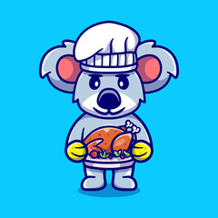 cute koala chef celebrating thanksgiving