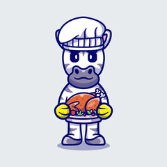 cute zebra chef celebrating thanksgiving