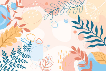 Fototapeta na wymiar Design banner frame background .Colorful poster background vector illustration.Exotic plants, branches,art print for beauty, fashion and natural products,wellness, wedding and event.