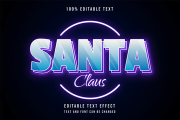 Santa claus,3 dimensions editable text effect blue gradation purple neon text style