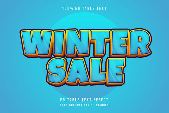Winter sale,3 dimensions editable text effect blue gradation purple text style
