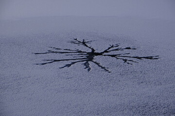 Radial holes in an icy pond