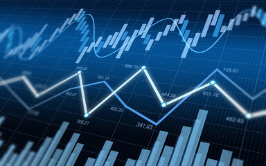 棒グラフと折れ線グラフ、為替チャートのビジネス資料、財務グラフ、経済チャート