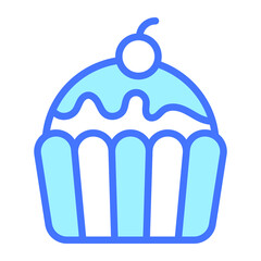 Cup Cake icon, Christmas and celebrations. Outline symbol collection. Editable vector Design