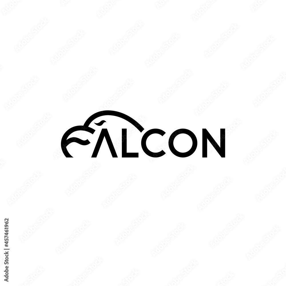 Sticker falcon wordmark, company logo design.