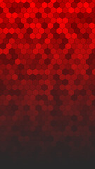 Vertical of Honeycomb Grid tile random background or Hexagonal cell texture. in color Bright Red with dark or black gradient. for billboard backdrop or background.