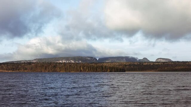 Cloudy day time-lapse over the Sleeping Giant in Northern Ontario